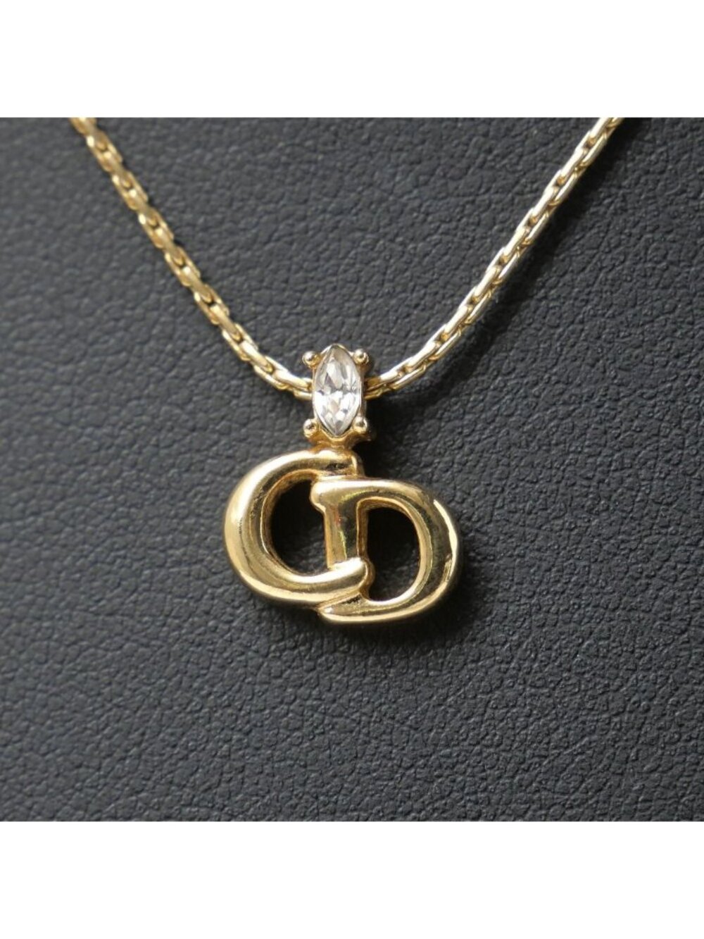 Dior Necklace CD Logo Rhinestone Gold
